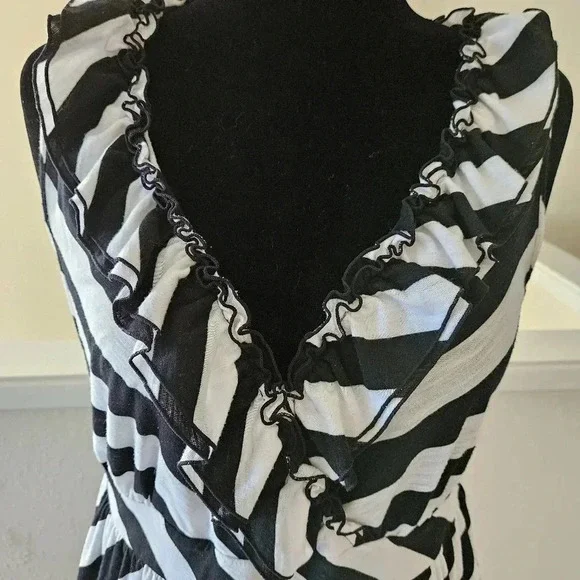 INC International Concepts Black and White Stripe Knee Length Dress - Size 1X - Picture 3 of 10